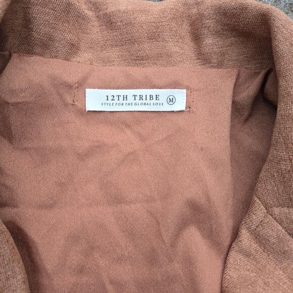 12th Tribe Belted Puff retro Sleeve women's Jacket in Brown Sz M - Picture 8 of 8